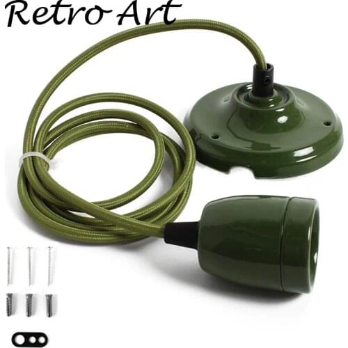 E27 Porcelain edison style Pendant Lamp kit retro ceramic Ceiling Rose lamp cord set