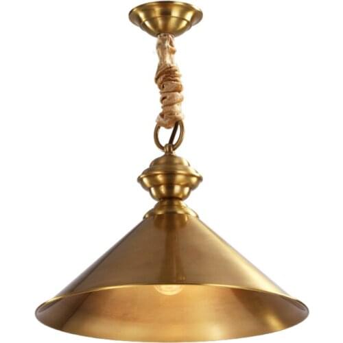 European All-copper Gold Pendant Lights American Country Industrial Lamps Hotel Living Room Study Aisle Hanging LED Luminaires