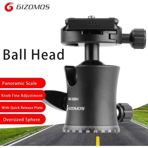 GIZOMOS GM-30BH Tripod Head Panoramic Horizontal Adjustment Platform Multi-function Professional Ball Head for SLR Camera Tripod