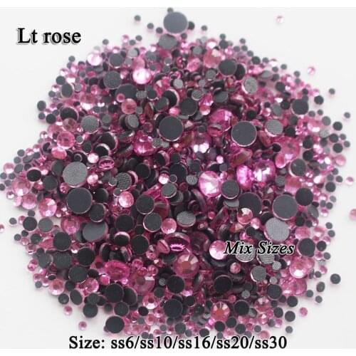 Hot sale High quality Mix size Rhinestone Pink 1000pcs/lot Glue Hotfix Rhinestones use for DIY Bags Garment Shoes free shipping