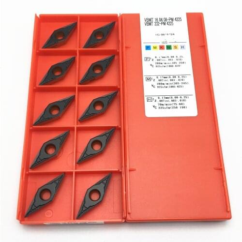 10PCS VBMT160408 PM4225 VBMT 160408 PM 4225 carbide turning tools milling cutters CNC tools cutting tools