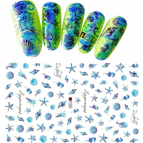 Beauty adhesive nail art decorations stickers summer acrylic manicure flower decals nail supplies tool shell F1801234