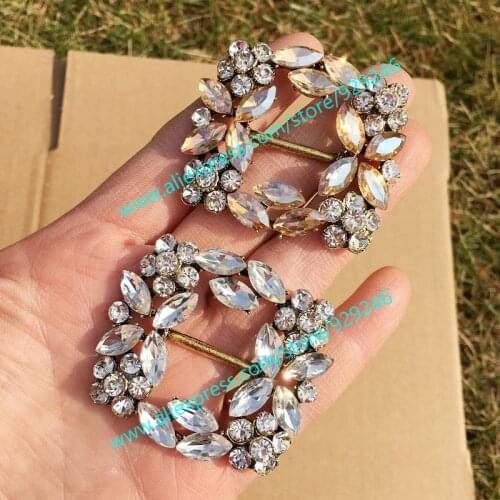 Square antique brass buckle mariquesa champagne crystal decorative adjustment buckle for coat garments DIY bags hairdress stones