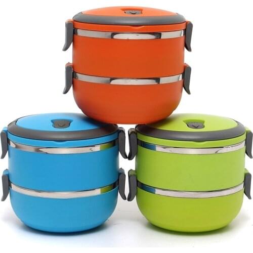 Lunch Box Stainless Steel Bento for Kids Thermal Food Container Round Shape Portable Picnic Food Box with Handle 9Z