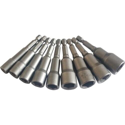 H7JB Steel Screwdriver Set 9pcs Steel Hex Socket Sleeves Bits Sets Tools Fit for Pneumatic Screwdriver Pneumatic Drills