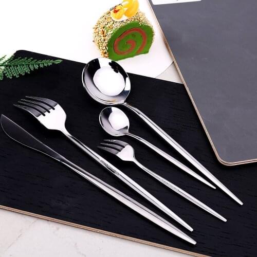 30Pcs Set Dinnerware Dinner Kitchen Spoons Fork Knife Utensils Cutlery Lunch Of Dishes Complete Stainlesssteel Mirror Tableware