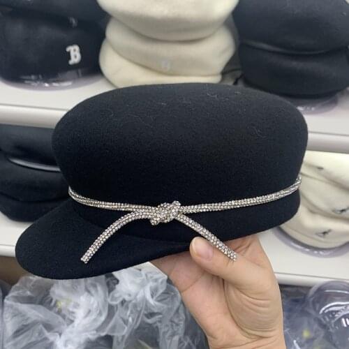 New Fashion Wool Military Cap For Women Wool Winter Hat Beret Newsboy Cap Black Casual Lady Luxury Hat Visor Casquette