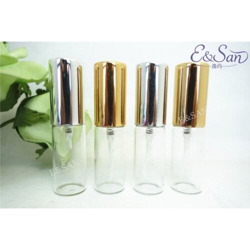 Wholesale LG07A-5ML trombone gold silver transparent glass perfume spray dispensing nozzle cosmetics tube bottle 100pcs/lot