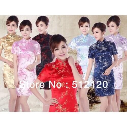 Shanghai Story new sale Chinese tranditional ladies dress Short qipao new design short sleeve cheongsam 7 color
