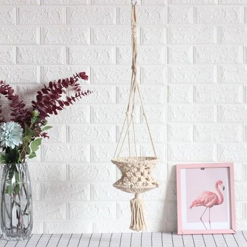 Hand-woven Basket Hanging Backgound Garden Living Room Decor Cotton And Line Ornaments Creative Home Fashion Pendant