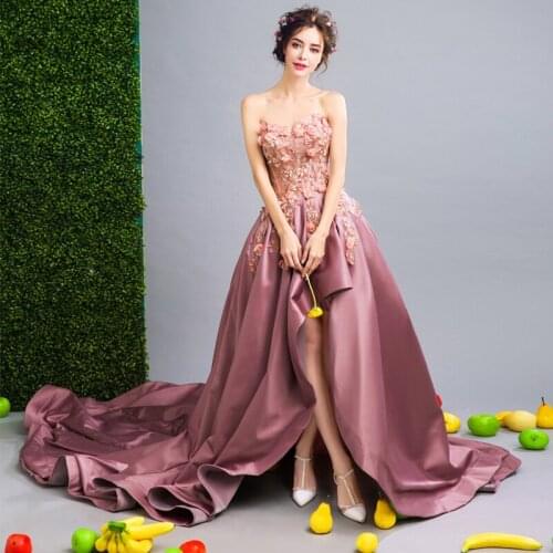 Luxury 2019 Sweet 16 Teens High Low Prom Dresses Appliques Beading Party Gown Vestidos De Festa Short Front Long Back Prom Gown