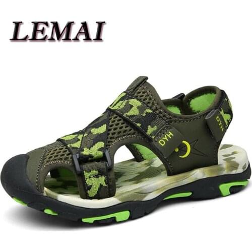 LEMAI Summer Sandals Kids Fashion Breathable Walking Shoes Anti-Skid Outdoor Slippers Children Boy Quick Dry Aqua Beach Sandals