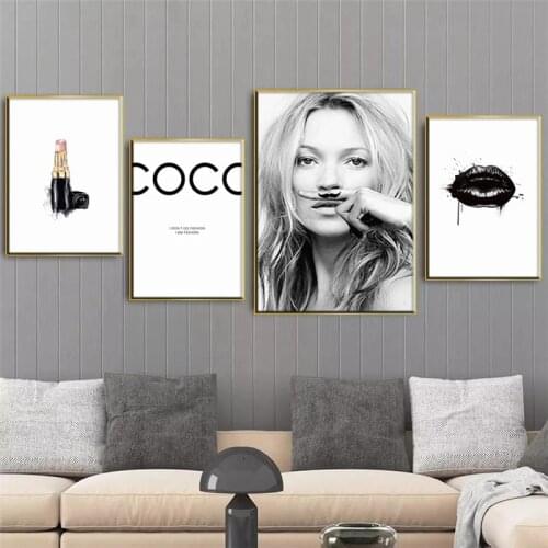 Supermodel Kate Moss Nordic minimalist posters and prints Scandinavian paintings Living room murals Modern home decor