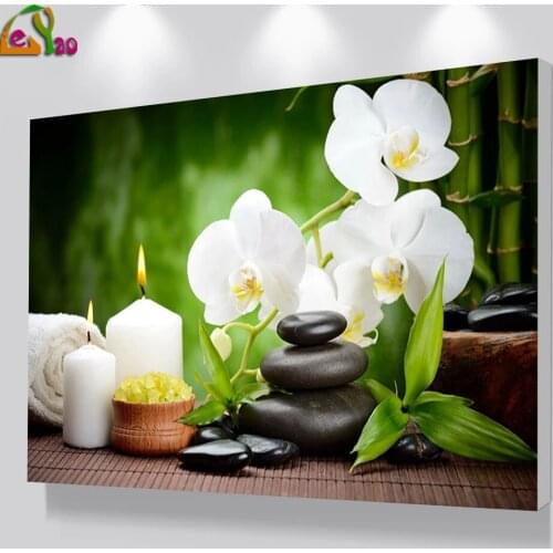 New Bamboo Black Spa Zen Stone Pictures 5D Diy Diamond Painting Flower Wall Artwork Modern Wall Artwork Art Diamond Embroidery