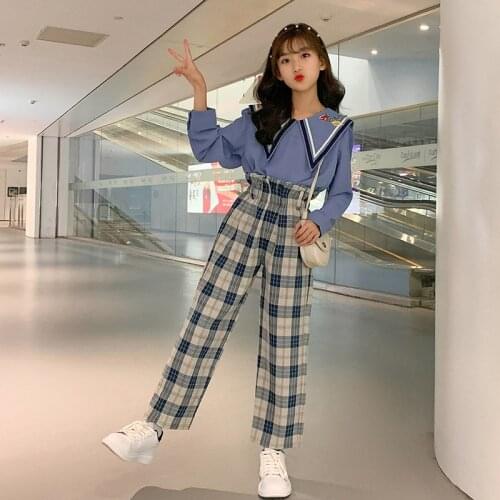 Teenage Girls Clothing Sets Autumn New Kids Tracksuit Set Sweatshirt Plaid Pants Sport Suit School Child Costume 10 12 13 Years