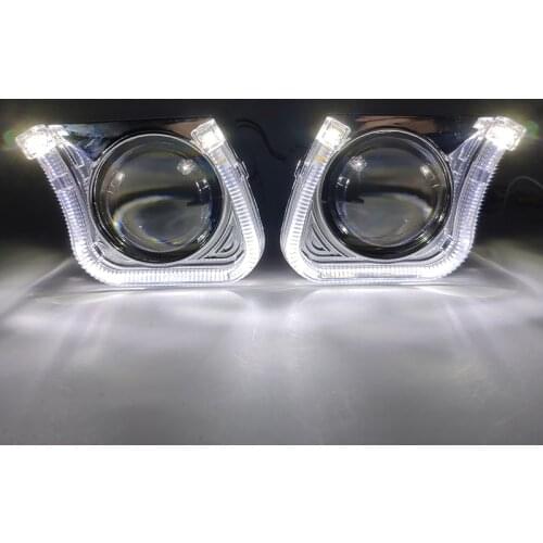 Car Styling 2.5 Inch Square U LED Angel Eyes HID Bi-xenon Lens Lenses Shrouds For Headlight Car Projector DRL H1 H4 H7 retrofit