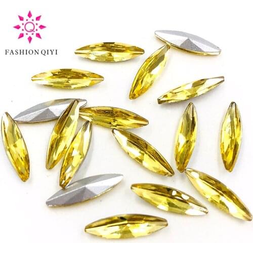 New arrival 4X15mm Horse eye Glass Crystal Gold yellow pointback loose rhinestones 50pcs diy nail art/phone/Clothing accessories