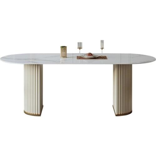 Light rock table simple luxury dining tables and chairs household dining table rectangle