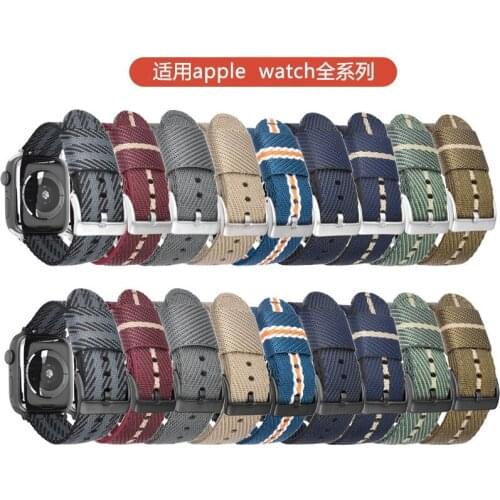 For i Watch bands 44mm 40mm 42mm 38mm Women Men Canvas Woven Wrist Bracelet Watchband for Apple Watch 6 5 4 3 2 1 Nylon Strap