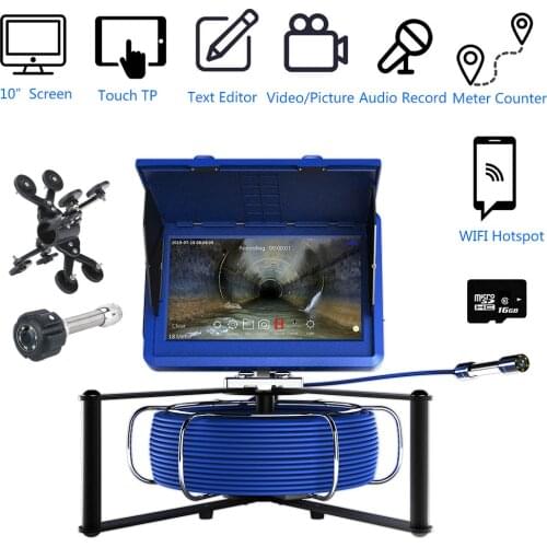 10inch Touch screen 20M/30M/40M/50M 23mm HD 1080P Industrial Pipe Sewer Inspection Video Camera with Meter Counter/DVR Video