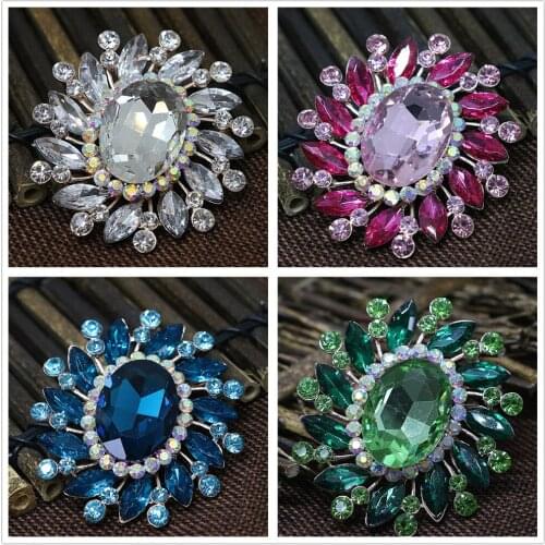 High grade rose gold-color oval colorful rhinestone cute brooches crystal fashion women wedding bouquet jewelry T