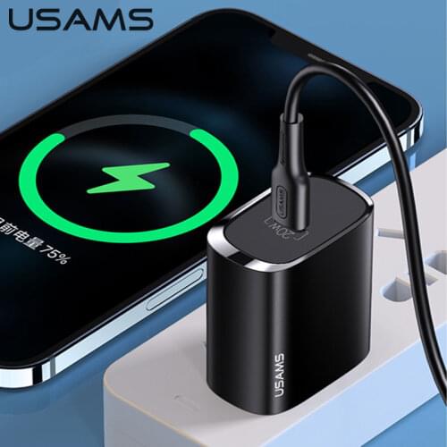 USAMS 20W PD Fast Charger PD3.0 QC3.0 QC2.0 Type C Quick Charge For Iphone 12 Pro Max 11 8 Ipad Huawei P30 p40 Xiaomi Charger
