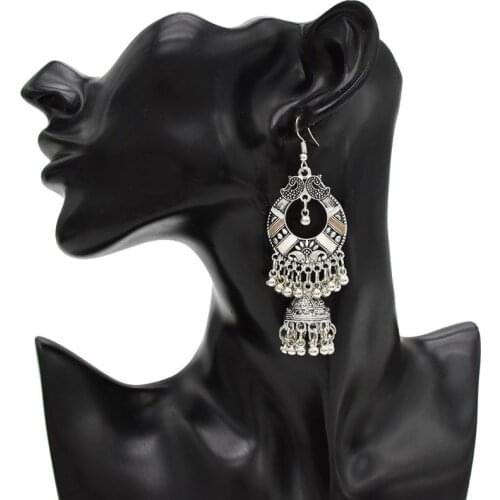 Womens Faux Pearl Traditional Ethnic Indian Earring White Traditional Ethnic Indian Earrings Bali Jhumka Jhumki