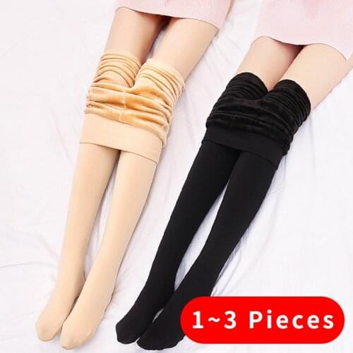 LZYVOO Winter Velvet Leggings For Women Solid Color Stretch Pantyhose Legging High Waist Warm Leggings