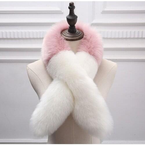 Faux Fox Fur Collar For Women Warm Thickened Luxury Muffler Patchwork Fluffy 100*14cm Scarf Crossed Design Scarves Neck Warmer