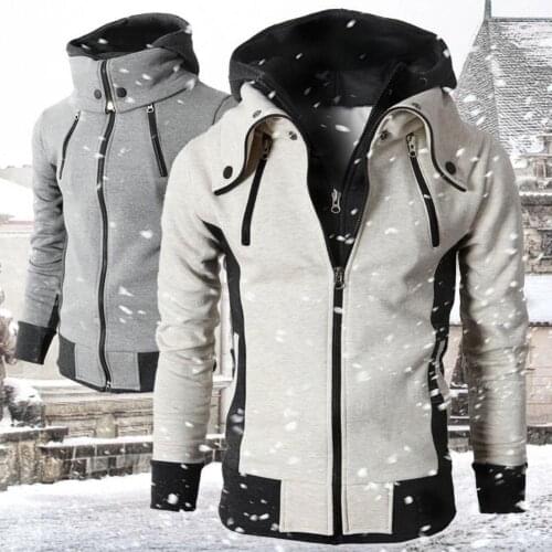 Winter Fashion Men Turtle Neck Long Sleeve Pockets Hoodie Sweatshirt Warm Jacket Mens zipper Jacket Man Hoody Clothing