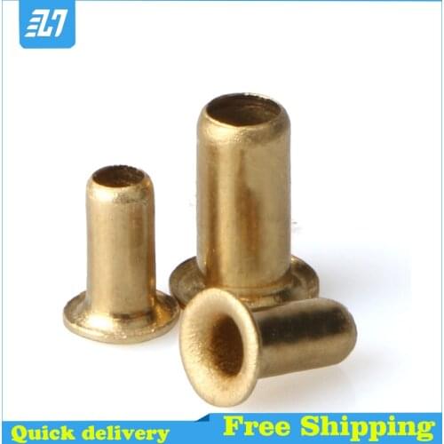 0.9 1.3 1.5 2 2.3 2.5 3 3.5 4 5 6mm Brass Metal eyelets Hollow Rivet Nut Copper Through Hole Rivet Grommets
