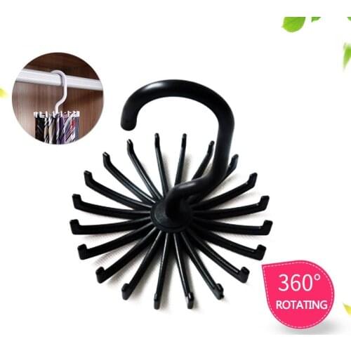 360 Degree Rotating Space Saving Belt Rack 1 PC Neck Tie Hanger Plastic Multifunction Neck Tie Holder 20 Hooks