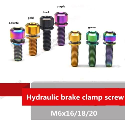4pcsBicycle hydraulic brake caliper fixing screw M6x16/18/20mm titanium screw MTB road bike hydraulic brake installation ti bolt