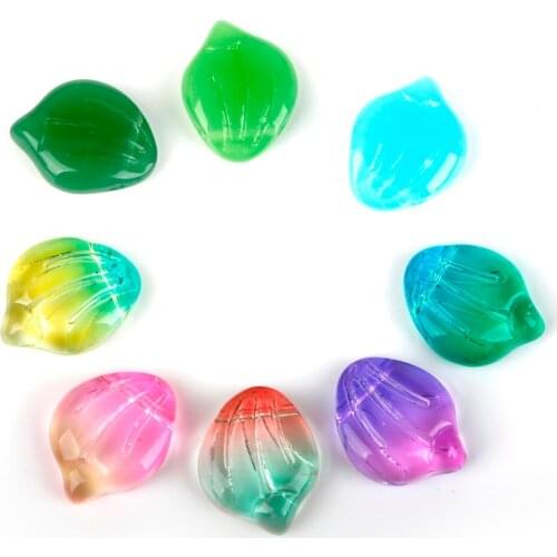 5pcs/lot 15x12mm Glass Flower Petals Charms For Bracelet Necklace Jewelry Making DIY Earring Findings