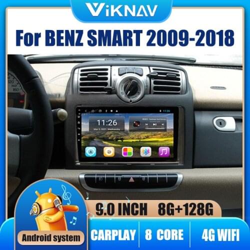 9.0 inch android Car with screen For Mercedes benz SMART 2009-2018 GPS Navigation DVD multimedia Player 2din 128GB