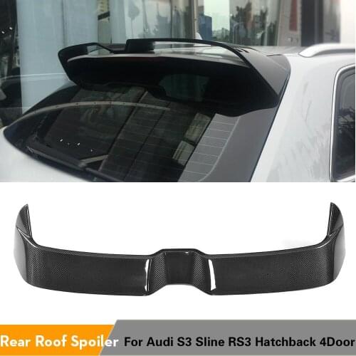 Carbon Fiber / FRP Car Rear Roof Spoiler Lip Wing for Audi S3 RS3 Typ 8V SLINE Hatchback 4 Door 2014 - 2018 Not fit 2 Door