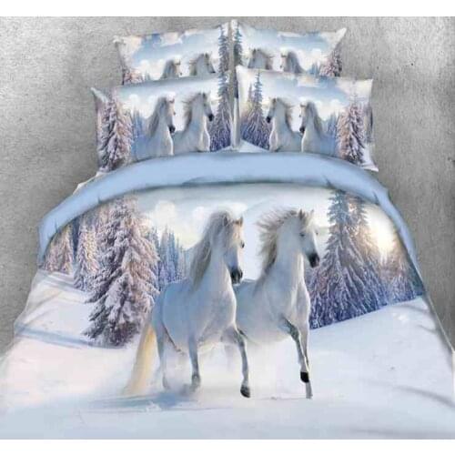 Free shipping 4pcs 3d animal cat/bear/horse/lion/tiger/peacock bedding set twin/full/queen/king/super king size home textile