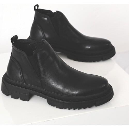 Handmade Ankle Boots Working Boots Men Luxury Italian Brand Winter Fur Wear Resistant Boots Lace-Up Men Casual Shoes Bota