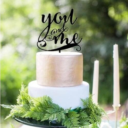 Black Acrylic " You and Me " Wedding Cake Topper Birthday / Anniversary Cake Toppers for Wedding party / Cake Decorating