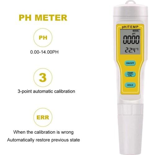 Yieryi Digital pH Meter Automatic Correction Water pH Tester For Soil Aquarium Safe Pool Water Wine Urine