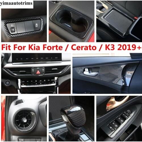 Front / Rear Water Cup Holder / Air AC Panel / Head Lamps Cover Trim Fit For Kia Cerato Forte K3 2019 2020 ABS Carbon Fiber Look