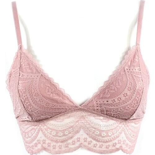 Women Sexy Lace Halter Bralette Unlined Underwear Bras Intimate Tops Ultrathin Bra Crop Top Floral 3/4 Cups