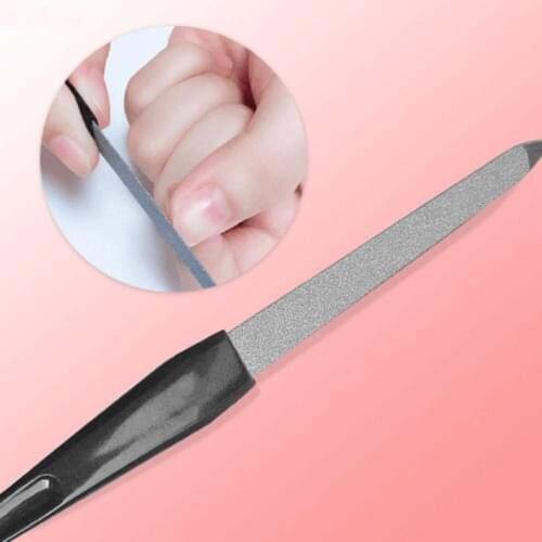 Black Handle Double Sided Nail Files Strong Edge Manicure Grooming Beauty