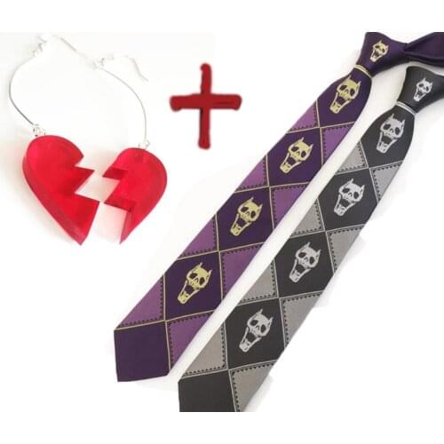 JoJo Bizarre Adventure Man Woman Japanese Anime Tie and Earring Heavens Door Kira Yoshikage Eardrop Props Neck Tie
