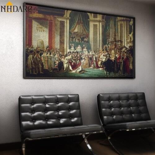 Coronation of Napoleon I, Artist Jacques Louis David Classical painting Art Canvas Print Painting Poster Wall Picture Home Decor
