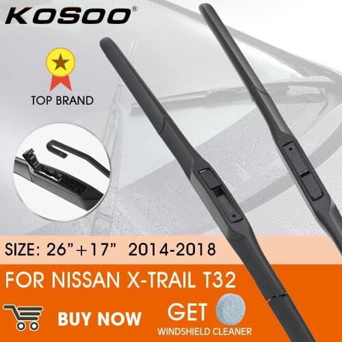 KOSOO Car Wiper Blade For NISSAN X-Trail T32 2014-2018 LHD / RHD Front Window Windshield Windscreen Wiper Blades 26" + 17"