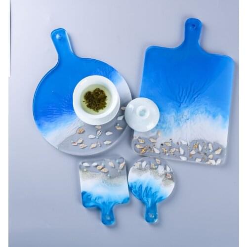 Round Rectangle Handle Tray Coaster Silicone Mold Resin Molds For DIY Crystal Epoxy Resin Coaster Home Decoration Resin Crafts