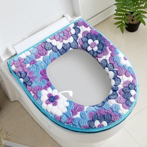 Cute Embroidered Toilet Seat Pad Printed Toilet Seat Cover Mat 1 Piece Toilet Sitting Covering For Bathroom Household Item