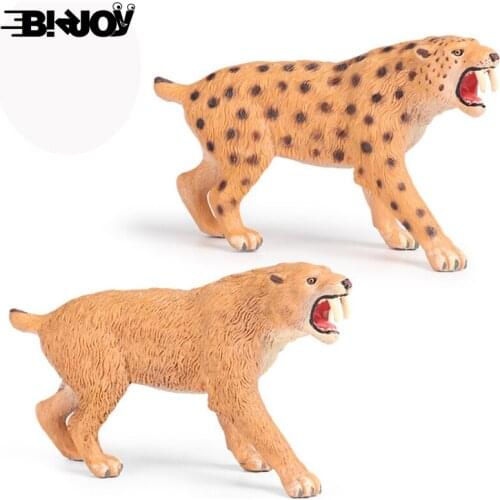 Simulation Wild Animal Model Solid Plastic Decoration Childrens Toy Ice Age Saber-toothed Tiger Blade-toothed Tiger Hand