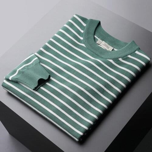 Classic Round Collar Mens Sweaters High Quality Autumn And Winter Stripe Casual Male Sweater Fashion Fit Man Sweaters 3XL